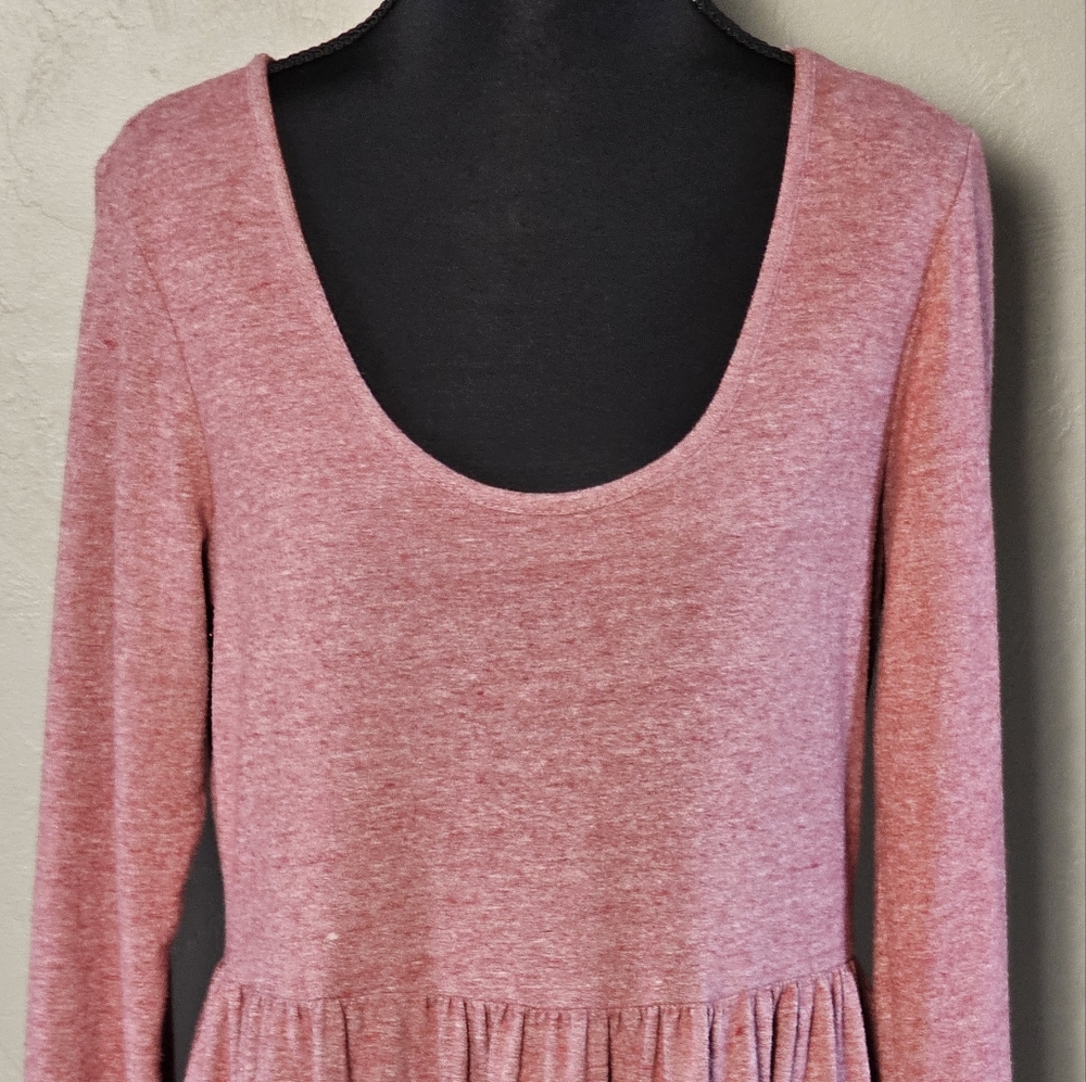 [WILD FABLE] Pink Speckled Long Sleeve Tiered Babydoll Midi Dress《M》 - Picture 3 of 16